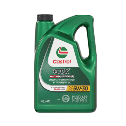 Castrol GTX High Mileage 5W-30 Synthetic Blend Motor Oil, 5 Quarts